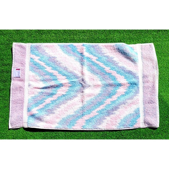 VTG JCPenny Color Forum 1980s Pink & Blue Aurora Hand & Body 2Pc Towel Set EUC - Picture 3 of 5